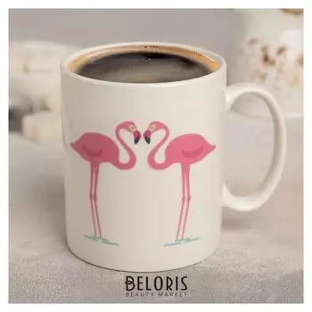 Кружка-хамелеон «Влюблённые фламинго», 320 мл, 11,8×8×9,5 см