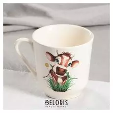 Кружка "Коровка" белая, деколь, 0,3 л