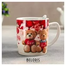 Кружка «Медвежата», 250 мл, с ложкой, рисунок