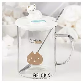 Кружка «Мину-мину», 500 мл, с керамической крышкой и ложкой, рисунок