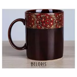 Кружка "Офисная" коричневая с деколью, 0,3 л