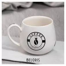 Кружка "Петелька" 0,38 л, цвет белый, кофе черный