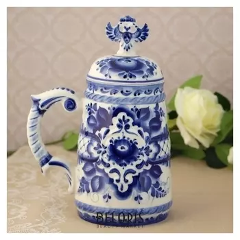 Кружка пивная «Орел», 25х16х12 см, гжель