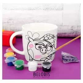 Кружка под роспись смешарики "Нюша и бараш", 250 мл