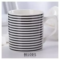 Кружка «Полоса», 200 мл, цвет чёрно-белый