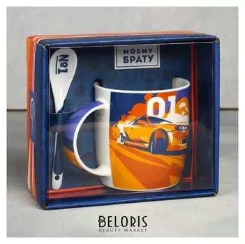 Кружка с ложкой «Брат - друг, опора», 350 мл