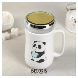 Кружка с зеркальной крышкой "Взбодрись" 450 мл 9,8х7,8х14,2 см