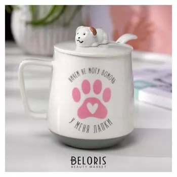 Кружка "У меня лапки", с крышкой и ложкой, 350 мл