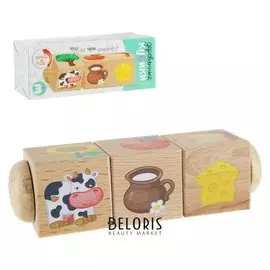 Кубики деревянные на оси «Что за чем следует?»