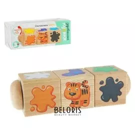 Кубики деревянные на оси "Составляем цвета"