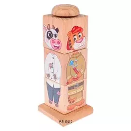 Кубики деревянные на оси «Учим профессии» 3 кубика