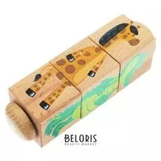 Кубики деревянные на оси «Зоопарк» 3 кубика