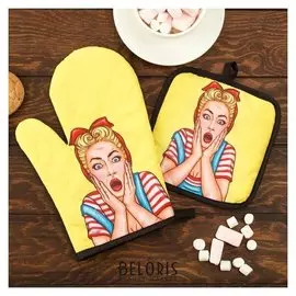 Кух. набор 2 пр. этель Love Life "Яркая", прихв. 17*17 см, рукав. 26*16 см,100% п/э