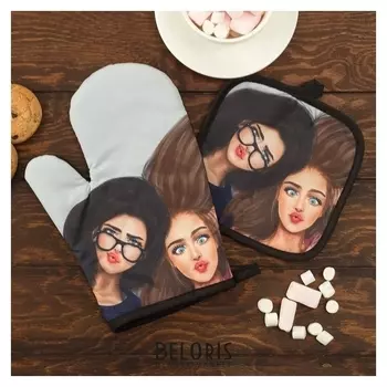 Кух. набор 2 пр. этель Love Life "Селфи", прих. 17*17 см, рукав. 26*16 см,100% п/э