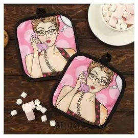 Кух. набор 2 пр. этель Love Life "Горошек", прих. 17*17 см - 2 шт,100% п/э