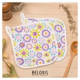 Кух. набор 2 пр. доляна цветочный сад вид1, прихватка 15x15 см - 2 шт,100% пэ