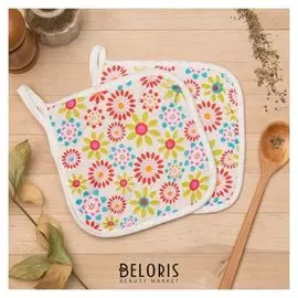 Кух. набор 2 пр. доляна цветочный сад вид2, прихватка 15x15 см - 2 шт,100% пэ