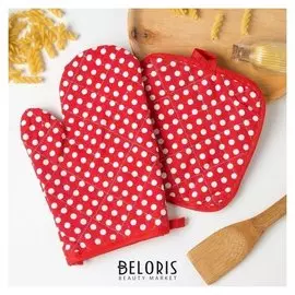 Кух. набор 2 пр. доляна"Горох",прихватка 17x17 см, рукавица 26х16 см,100% п/э