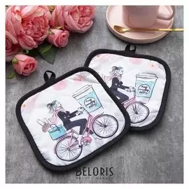 Кух. набор 2 пр. доляна "My Monday Coffee", прих. 17*17 см - 2 шт,100% п/э