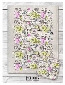 Кухонный набор чайное время (Полотенце 45х60+прихватка 18х18) полулен, 160г/м