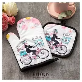 Кухонный набор «Доляна» My Monday Coffee, прихватка 17х17 см, рукавица 26х16 см