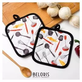 Кухонный набор доляна «Поварешка», прихватка 16х16 см - 2 шт