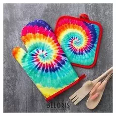 Кухонный набор доляна «Радуга» прихватка 17х17 см, рукав 26х16 см, 100% п/э