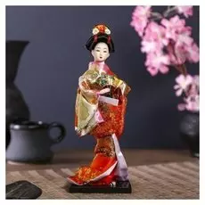 Кукла коллекционная "Гейша с веером" 27х12,5х12,5 см