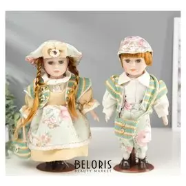 Кукла коллекционная парочка набор 2 шт "Валя и витя в цветочных нарядах" 30 см