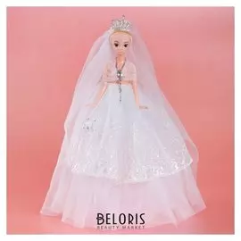 Кукла на подставке Принцесса музыкальная белое платье с накидкой