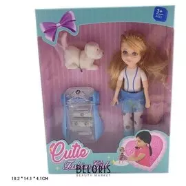 Кукла с собачкой и точилкой для карандашей