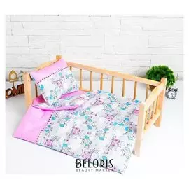 Кукольное постельное"Совята в облаках"х/б,простынь 46*36,одеяло,46*36,подушка 23*17