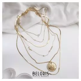 Кулон "Цепь" авангард, лев, 4 яруса, цвет золото, 35-50см