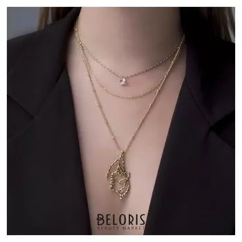 Кулон "Цепь" иллюзион, контур, 3 яруса, цвет золото, 25-50см