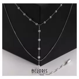 Кулон "Цепь" топ, жемчужная роса, цвет белый в серебре, 38см