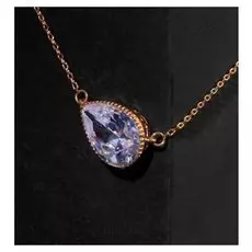 Кулон "Капля" объёмная в огранке, посеребренее, цвет белый в золоте, 40см