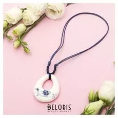 Кулон "Керамика" капля, длина 36-70см регулируется, цвет сине-белый, 36 см