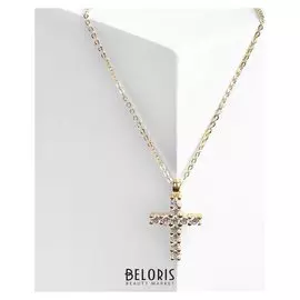 Кулон "Крестик" минимал, цвет белый в золоте, 40см