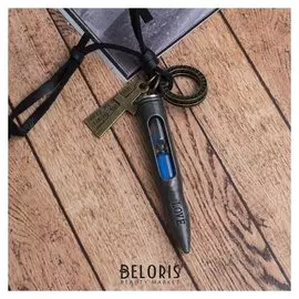 Кулон мужской "Резон" автомат, цвет чернёное серебро на чёрном шнурке, 80см