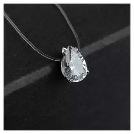 Кулон "На леске" капля в обрамлении, цвет белый в серебре, 35см