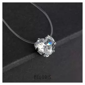 Кулон "На леске" сердечко, цвет белый в серебре, 35см