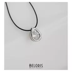 Кулон на шнурке "Чёрная ночь" капля в обрамлении, цвет белый в серебре, 35см