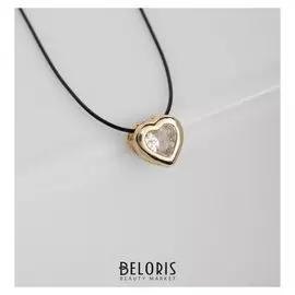 Кулон на шнурке "Чёрная ночь" сердечко в обрамлении, цвет белый в золоте, 35см
