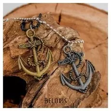 Кулон "Неразлучники" якорь, цвет серо-золотой, 50см