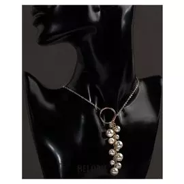 Кулон с жемчугом "Цепь" гроздь, цвет белый в золоте F57592