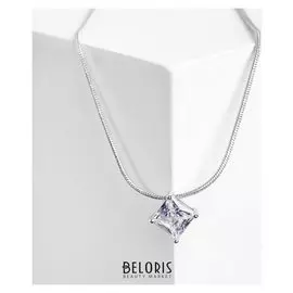 Кулон "Стразинка" ромб, цвет белый в серебре, 40см