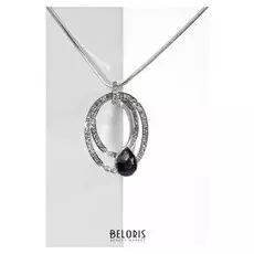 Кулон "Свидание" пересечение овалов, цвет бело-серый в серебре, L=70