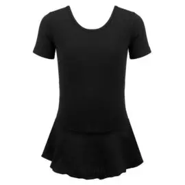 Купальник гимнастический х/б с юбкой, короткий рукав, цвет чёрный, размер 32