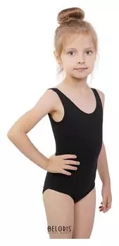 Купальник гимнастический на широких бретелях, размер 32, цвет чёрный