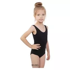 Купальник гимнастический на широких бретелях, размер 34, цвет чёрный